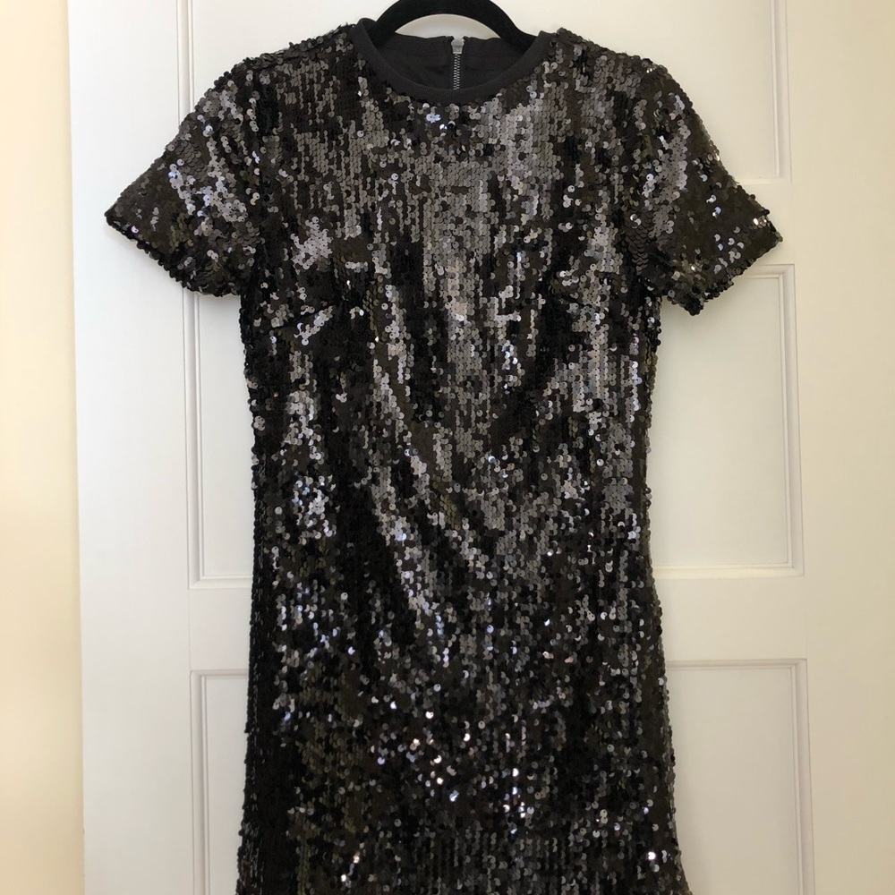 Full Sequin Black Mini Dress